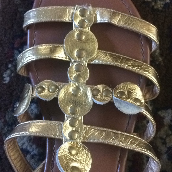 Gold,Studded Gladiator Slippers Good UsedCondition - Picture 4 of 4
